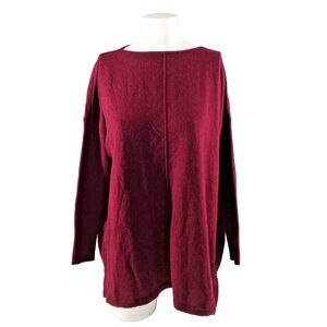 NWT STYLE&CO Fall Basic Sweater Petite LARGE Burgundy Pullover French Seam